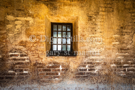 Window in a wall, San Juan Capistrano, Digital, California, Missions