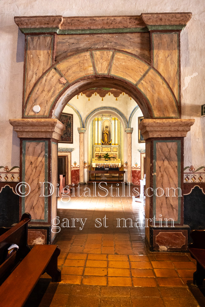 Through The Arches, Prayer Altar View, Mission San Luis Rey, Digital, California,  Missions