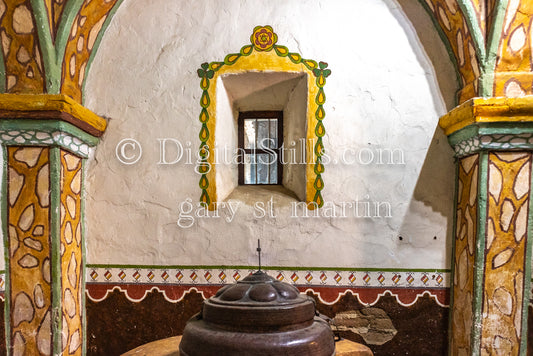 Arches and window view, Mission San Luis Rey, Digital, California,  Missions