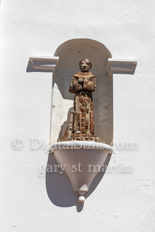 Statue in the wall, Mission San Luis Rey, Digital, California,  Missions