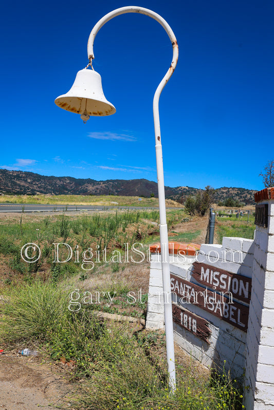 El Camino Real Bell against Sign, Digital, Missions, Santa Ysabel