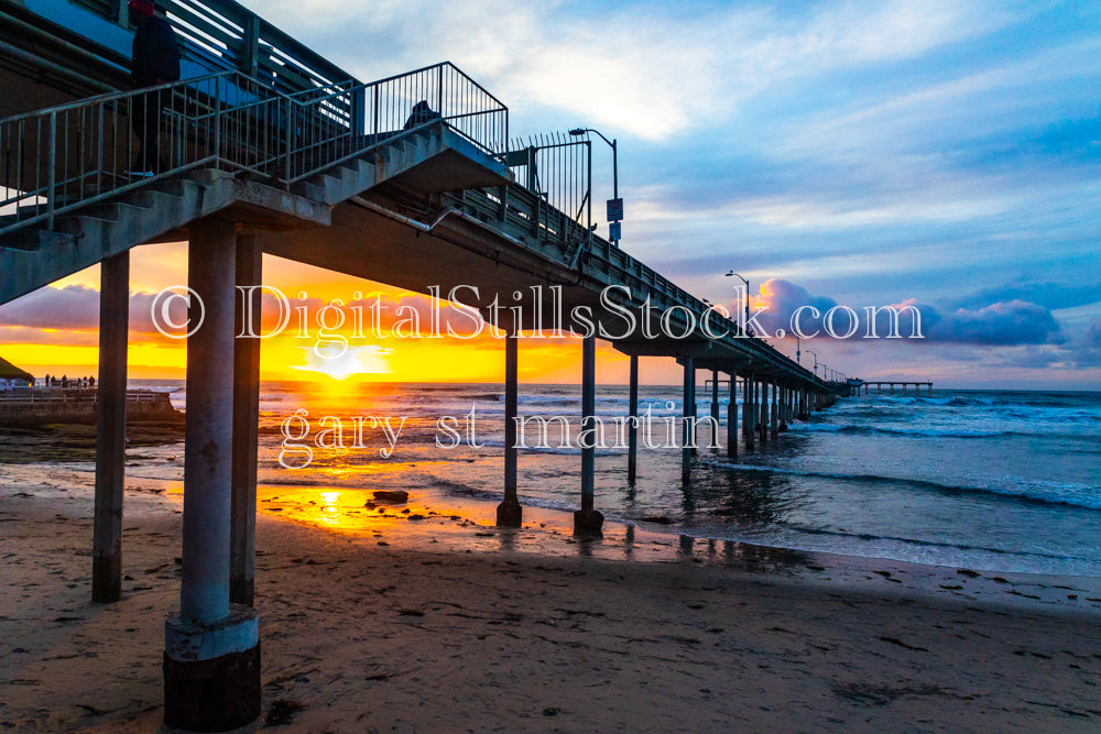 Along the Pier with views of a Colorful Sunset - Ocean Beach Pier, digital Ocean beach Pier