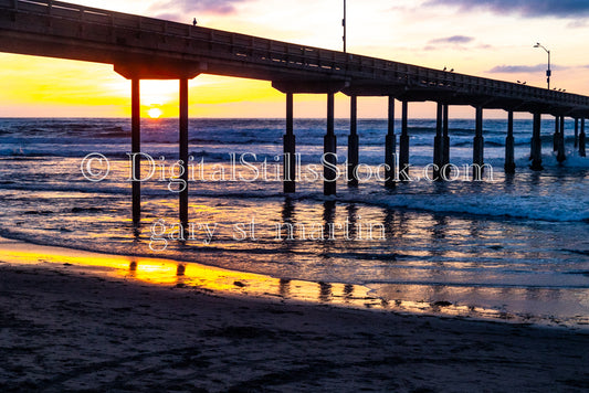 Sun Setting through the Posts - Ocean Beach Pier, digital Ocean beach Pier