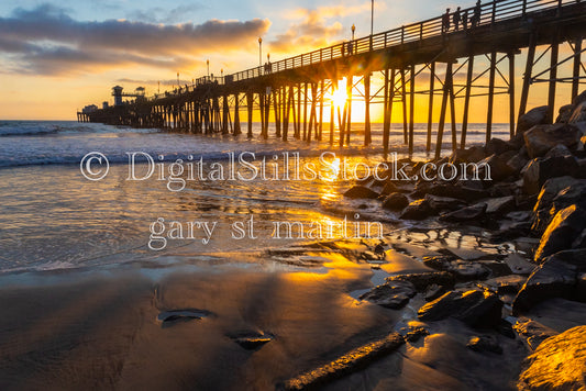 Rocks along the Golden Shore - Oceanside Pier, digital Oceanside Pier