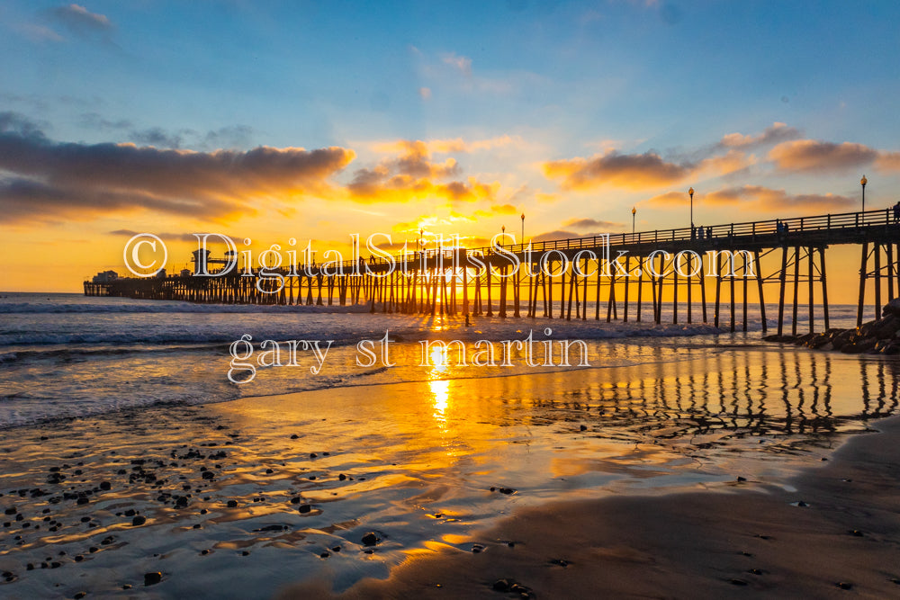 View of the Pier with Sun Rays - Oceanside Pier, digital Oceanside Pier