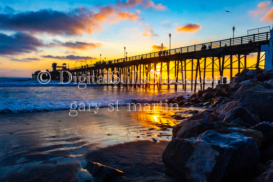 View of the Cotton Candy Sky at the Oceanside Pier, digital oceanside pier