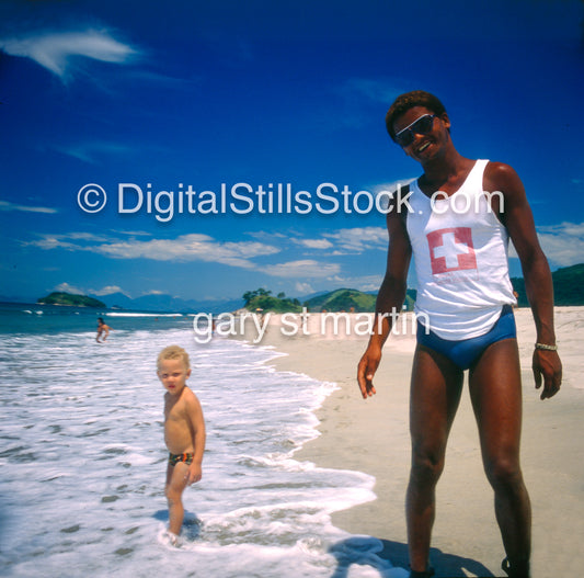 Lifeguard and beach baby, Analog, Color, Brazil