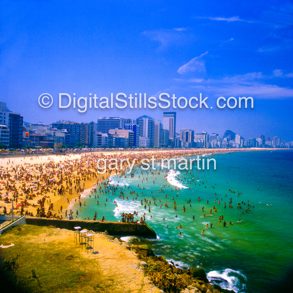 Coastline of Ipanema Beach, Analog, Color, Brazil