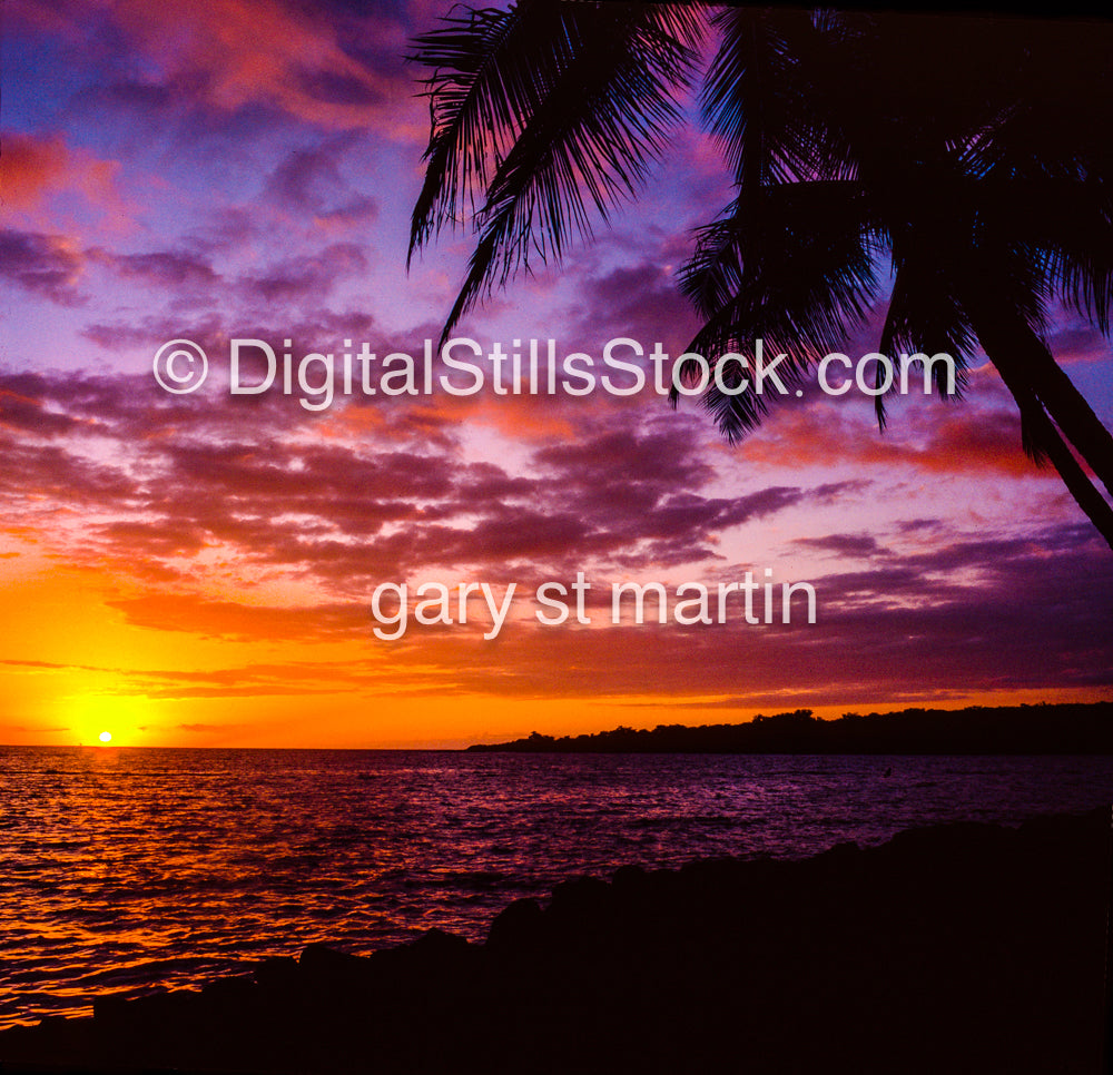 Tropical Sunset on the Big Island, Hawaii, analog sunset