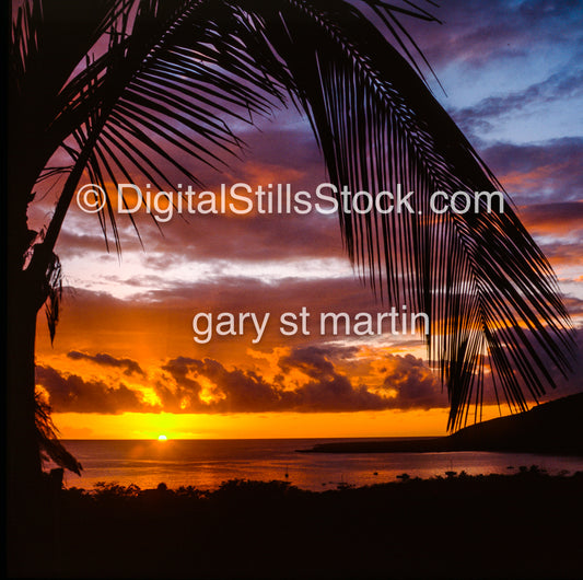 Beautiful sunset on the Big Island, Hawaii, analog sunsets