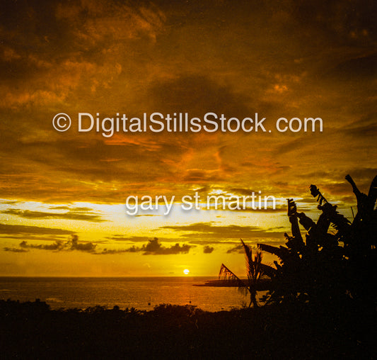 Tranquil Sunset in Hawaii, analog sunset