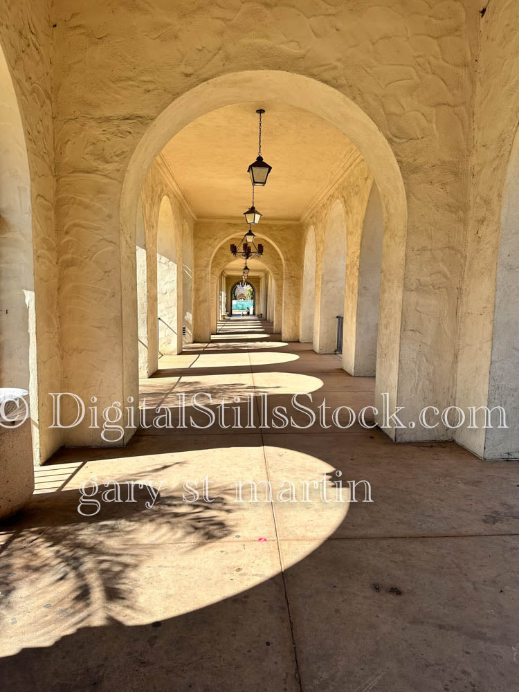 Corridor with Shadows, Balboa Park, digital