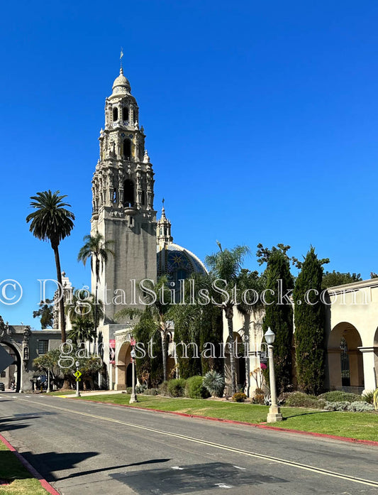 California Tower with Road, Balboa Park, digital