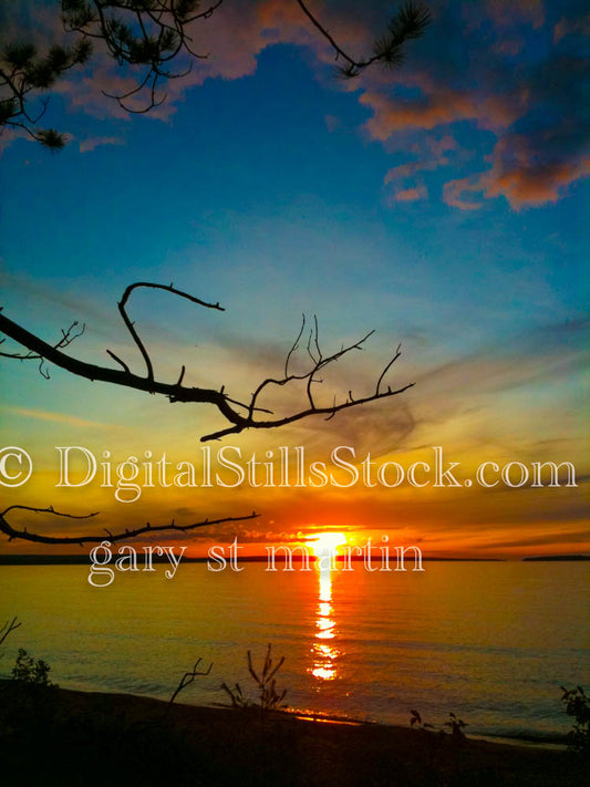 Portrait of a sunset on Lake Superior, digital sunset