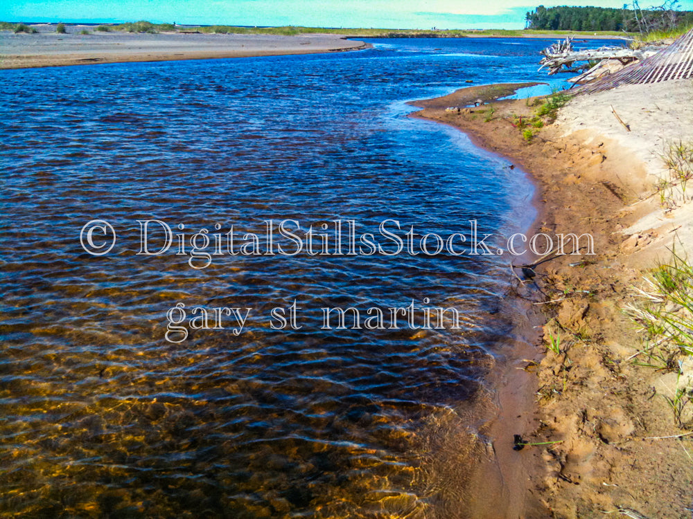 Walking along the sandbar, digital Grand MArais