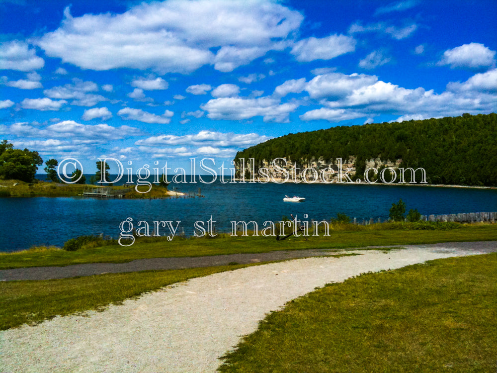 Walking on a path by the Big Bay de Noc, digital Fayette