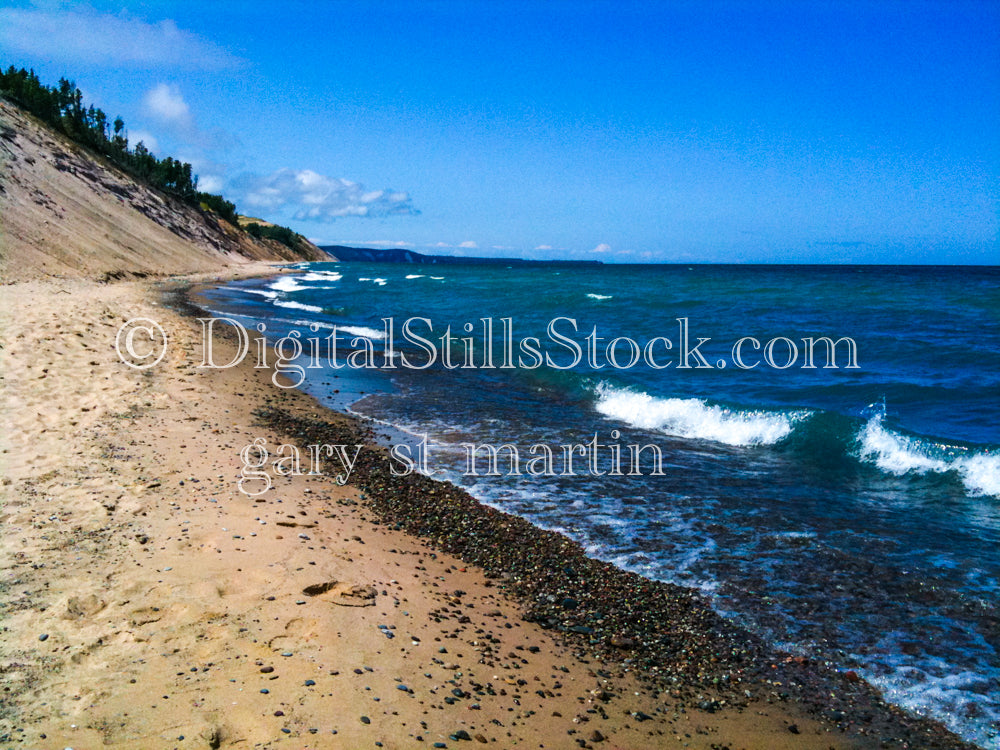 Waves crashing on the shore, digital Grand Marais