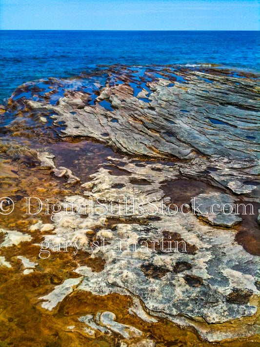 Flaky rocks on the shore, digital Grand Marais