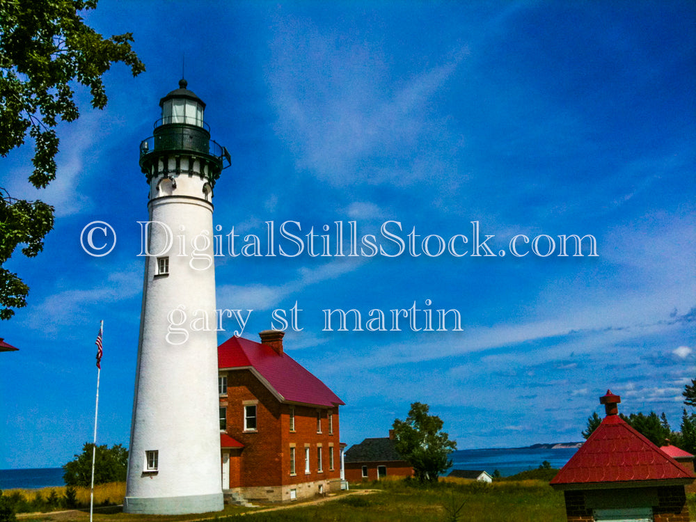 Au Sable Lighthouse in front of the Lake, digital Grand Marais