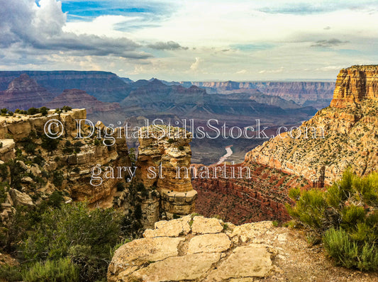 Rock Formation Juxtaposed Colorado River, Digital, Arizona, Grand Canyon