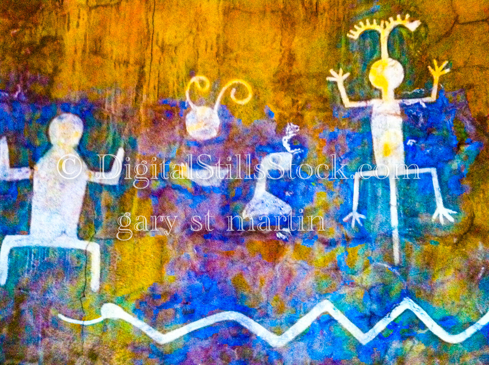 Gold, Indigo Indian Paintings, Digital, Arizona, Grand Canyon