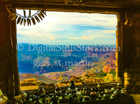 Lookout from Gift Shop into The Canyon, Digital, Arizona, Grand Canyon