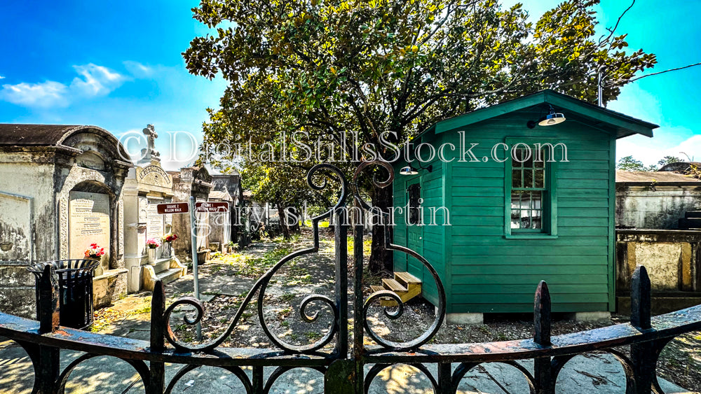 Crypts adjacent to green house, New Orleans, Digital