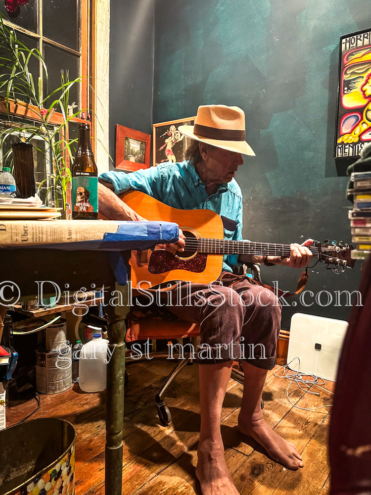 Chris with guitar, New Orleans, Digital