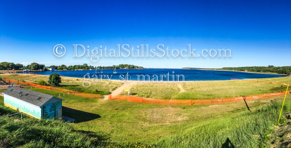 Wide Angle View of a field along the shore, digital Grand MArais