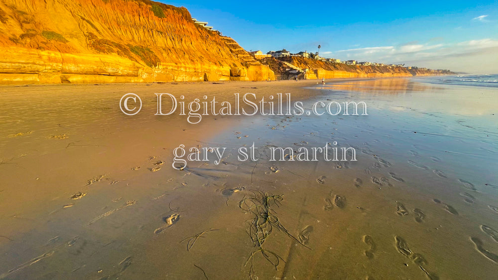 Cliffs in the golden light, digital sunset