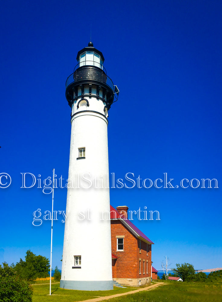 Wide portrait view of the Sable Lighthouse, digital Grand Marais