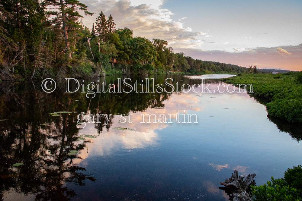 Soft lighting over the trees and water, digital Grand Marais