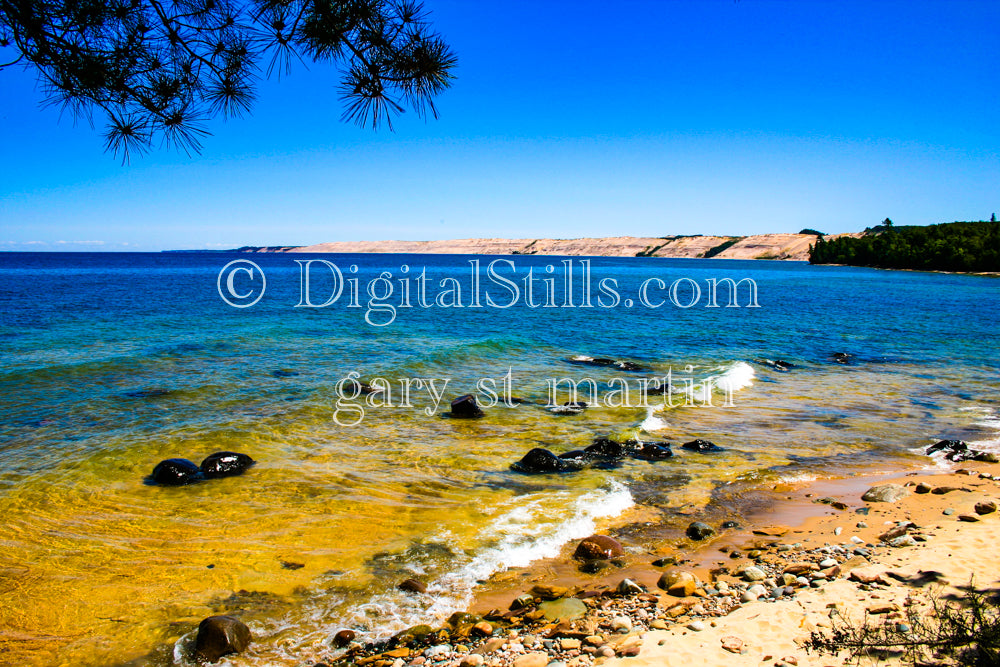 View of Logslide from across the shore, digital Grand Marais