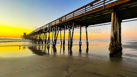 View Along the Pier with a Golden Sky - Imperial Beach Pier, digital imperial beach pier