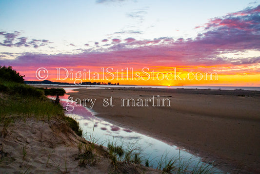Colorful sunset over the sandbar, digital Grand Marais