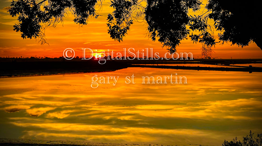 Salt flat on fire, digital sunset