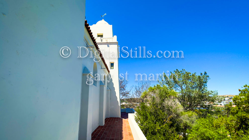 Walking alongside the Junipero Serra Mission, digital Juniperp Serra