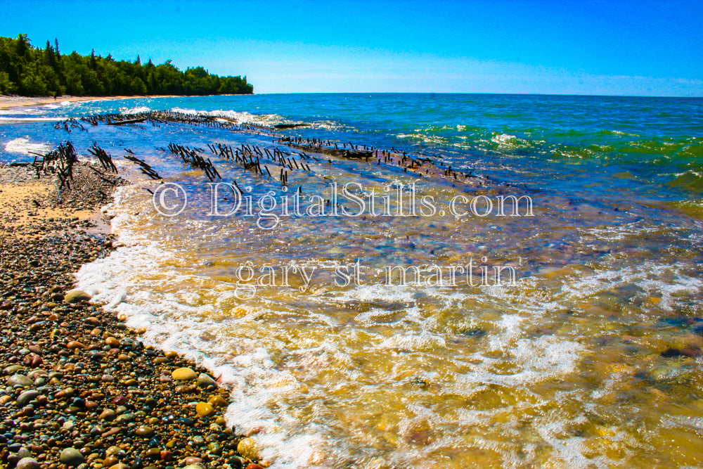 Water washing over the shipwreck, digital Grand Marais