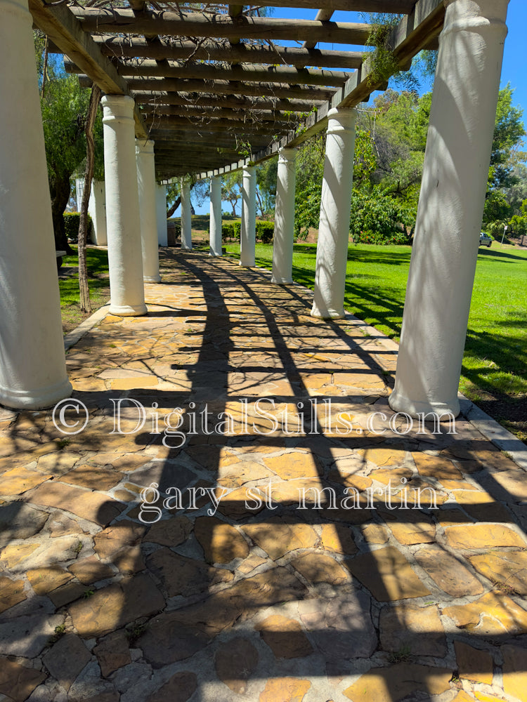 Along the Entrance to the Museum, shadows along  the ground, digital, Museum