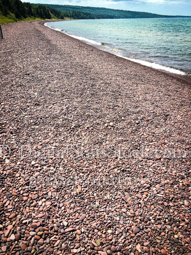 Up cose with the coastal pebbles, digital Copper Harbor