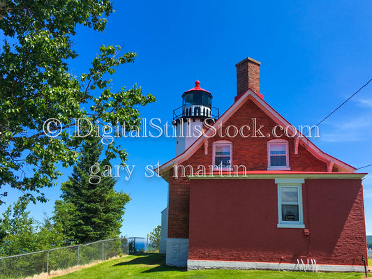 Back side of the Eagle Harbor Lighthouse, digital copper harbor