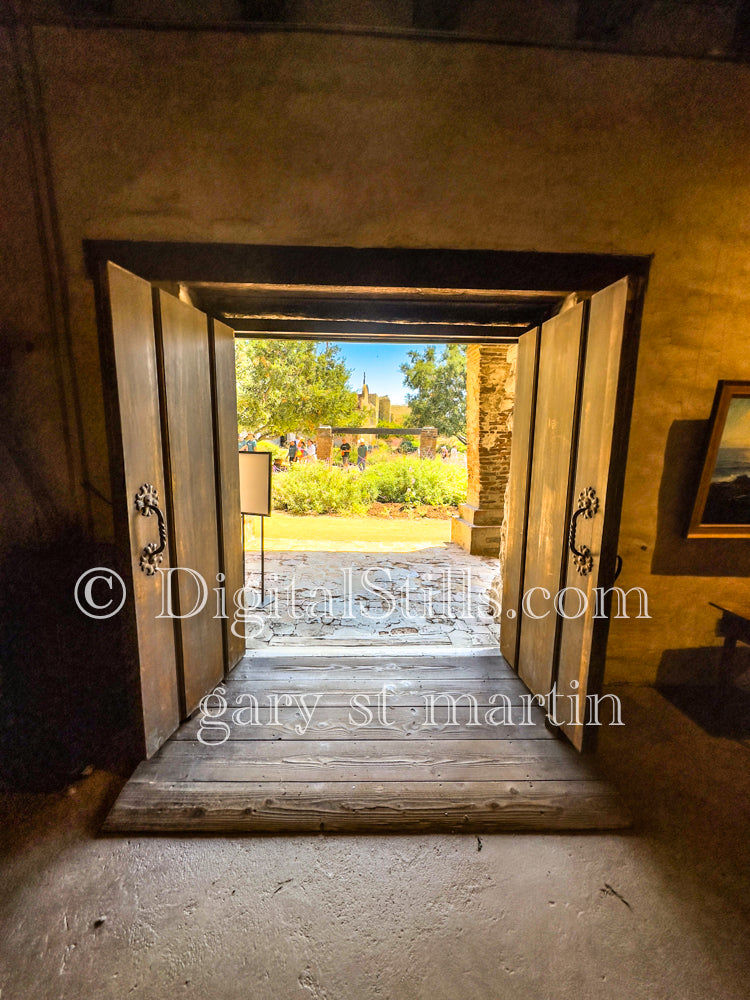 View out the Door West Wing Museum Rooms, Mission San Juan Capistrano, Digital, California,  Missions