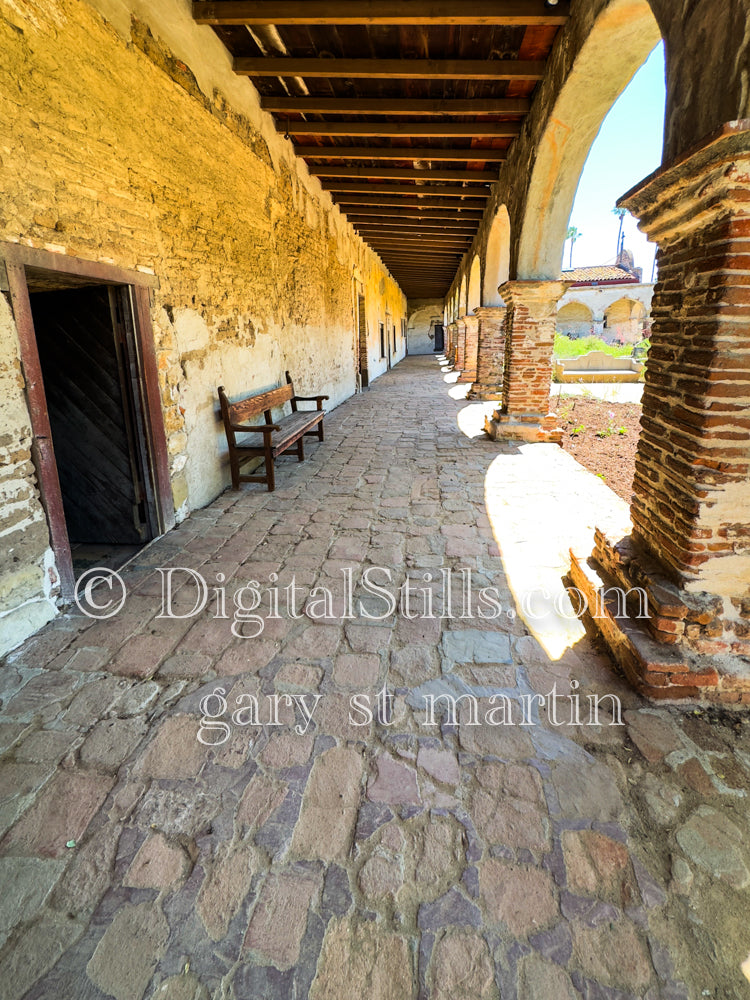 Brick street View Of Mission San Juan Capistrano V2 , Digital, California Missions