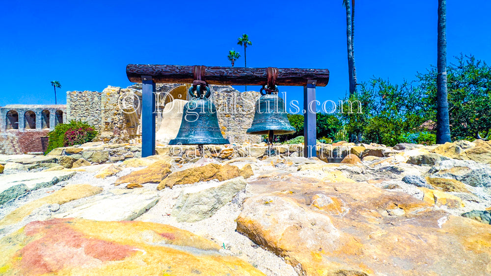 Bells And Rocks At Mission San Juan Capistrano , Digital, California Missions