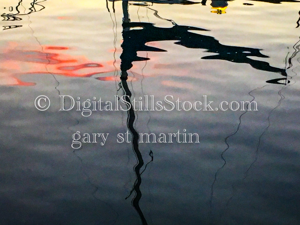 Sailboat reflecting in the water, digital copper harbor