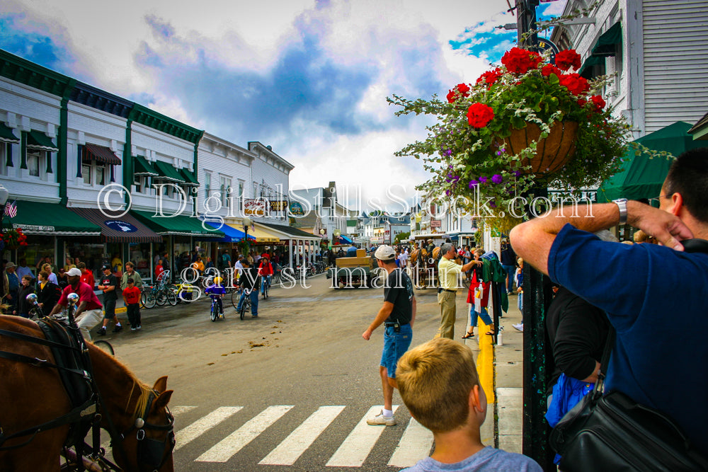 Walking down a crowded street, digital Grand Island