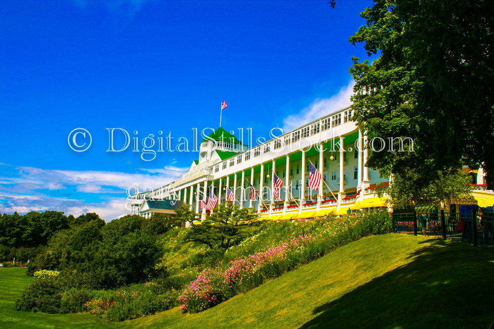 View of the Gardens along the Grand Hotel, digital Mackinac Island 