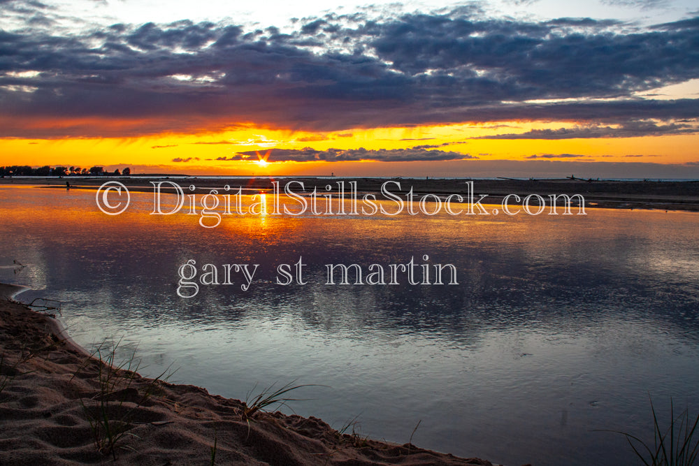 Bright Sunset over the Lake, digital Grand Marais