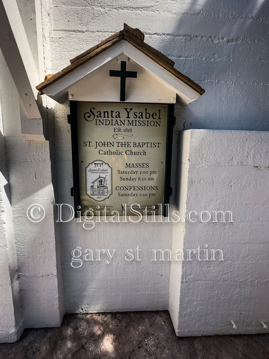 Santa Ysabel Saint John the Baptist Sign, Digital, Missions, Santa Ysabel