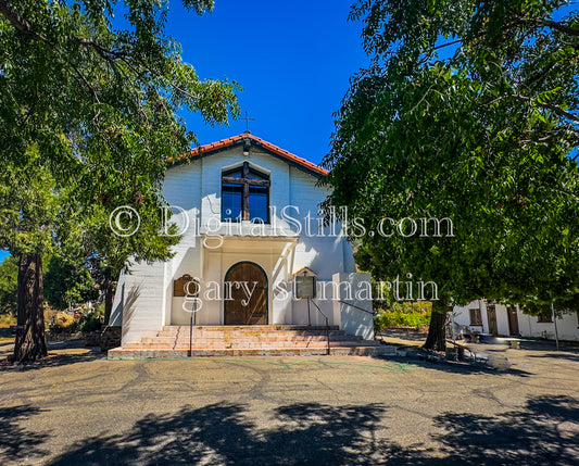 Church of Saint John the Baptist with Trees, Digital, Missions, Santa Ysabel